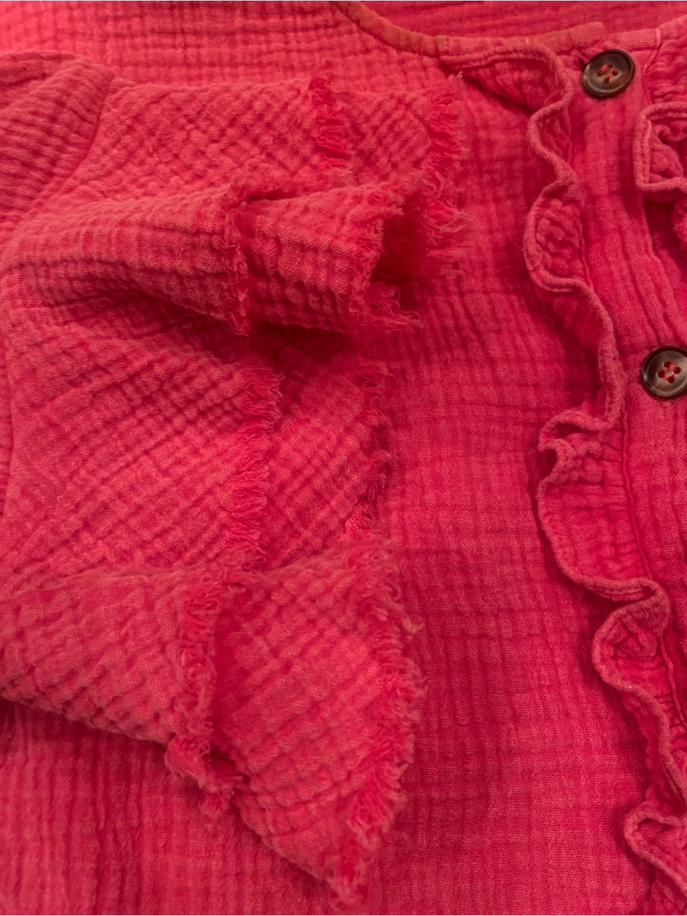 BiBi Bright Pink Ruffle Button-Front Top - Picture 7 of 7